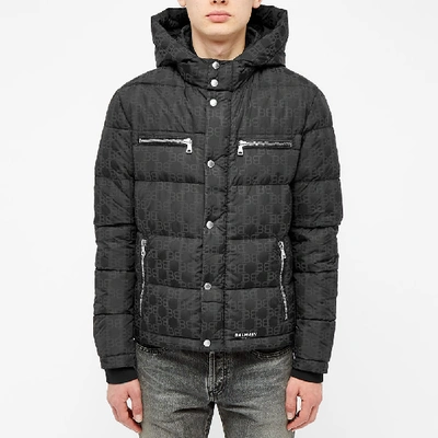 Shop Balmain Monogram Tonal Down Jacket In Black