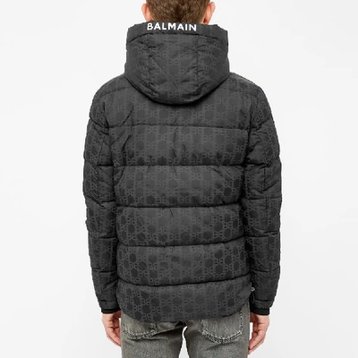 Shop Balmain Monogram Tonal Down Jacket In Black