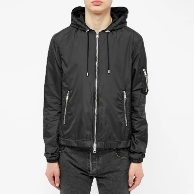 Shop Balmain Back Print Nylon Windbreaker In Black