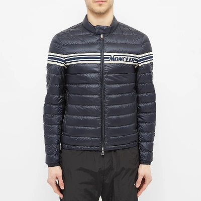 Shop Moncler Renald Knit Insert Down Jacket In Blue