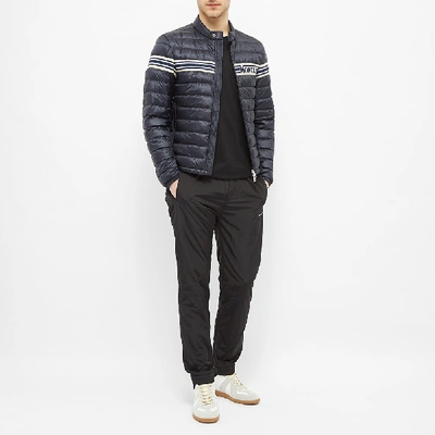 Shop Moncler Renald Knit Insert Down Jacket In Blue