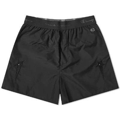 Shop Rick Owens X Champion Light Nylon Dolphin Boxer Short In Black