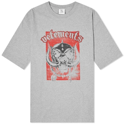 Shop Vetements X Motorhead World Oversized Tee In Grey