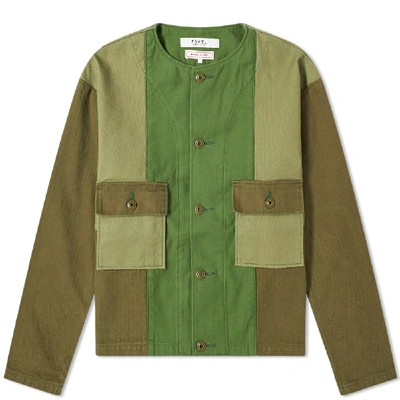 Shop Fdmtl Patchwork Liner Jacket In Green