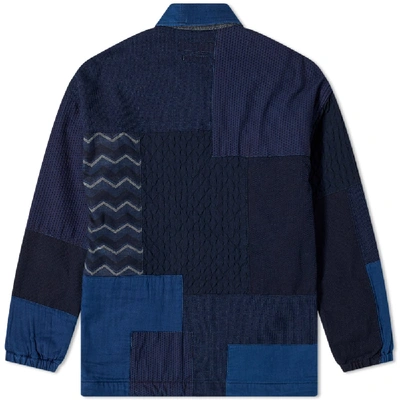 Shop Fdmtl Sashiko Coach Rinse Jacket In Blue