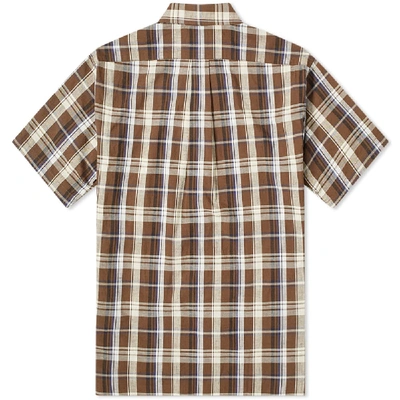 Shop Human Made Short Sleeve Check Shirt In Brown