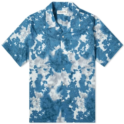 Shop Vanquish Tie-dye Open Collar Shirt In Blue