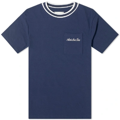 Shop Aimé Leon Dore Striped Collar Tee In Blue