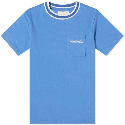 Shop Aimé Leon Dore Striped Collar Tee In Blue