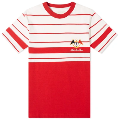 Shop Aimé Leon Dore Embroidered Stripe Tee In Red