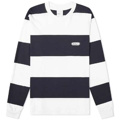 Shop Adsum Long Sleeve Big Stripe Tee In Blue