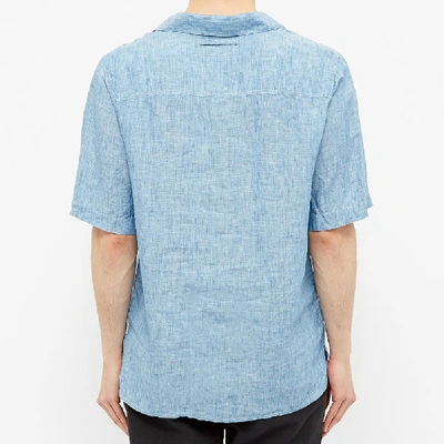 Shop Albam Short Sleeve Revere Collar Shirt In Blue