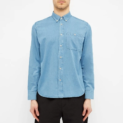 Shop A Kind Of Guise Denim Button Down Shirt In Blue