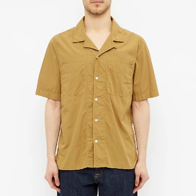 Shop Albam Short Sleeve Revere Collar Shirt In Brown