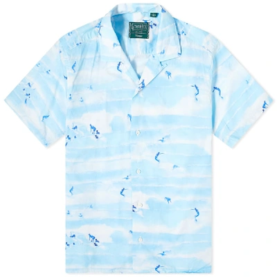 Shop Gitman Vintage Camp Collar Rockaway Beach Shirt In Blue