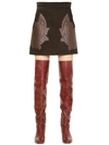 CHLOÉ SUEDE SKIRT W/ QUILTED LEATHER PATCHES,62I0D7033-Mkwx0