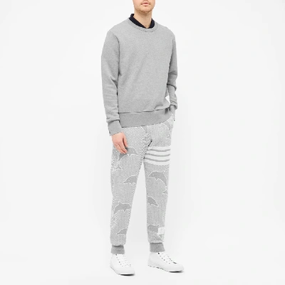 Shop Thom Browne Dolphin Jacquard Four Bar Sweat Pant In Grey
