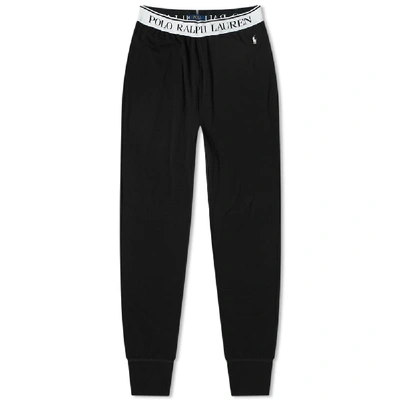 Shop Polo Ralph Lauren Elastic Waistband Sleepwear Sweat Pant In Black