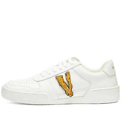 Shop Versace Applique Tennis Sneaker In White