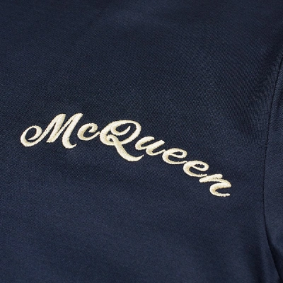 Shop Alexander Mcqueen Embroidered Logo Tee In Blue