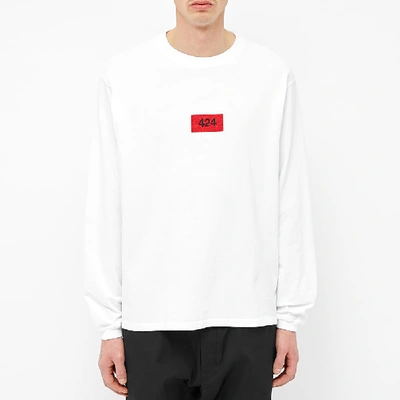 Shop 424 Long Sleeve Box Logo Tee In White