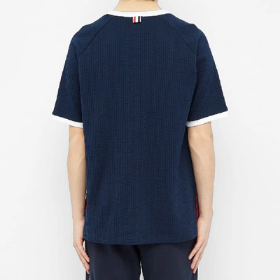 Shop Thom Browne Seersucker Knit Ringer Tee In Blue