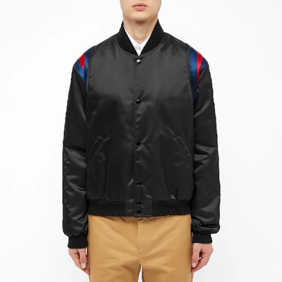 Shop Gucci Band Collegiate Logo Nylon Varsity Jacket In Black