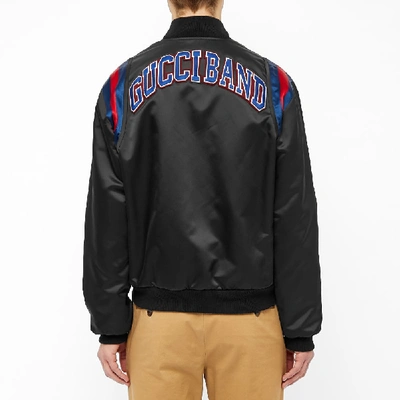 Shop Gucci Band Collegiate Logo Nylon Varsity Jacket In Black