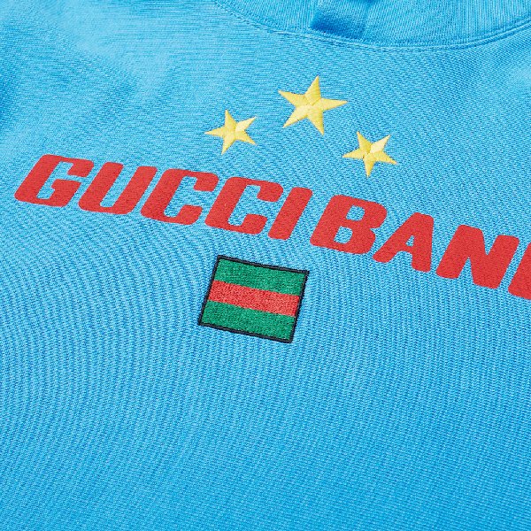 Gucci Band Flag Hoodie In Blue | ModeSens