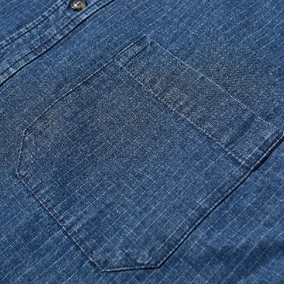 Shop Apc A.p.c. Georges Denim Check Overshirt In Blue