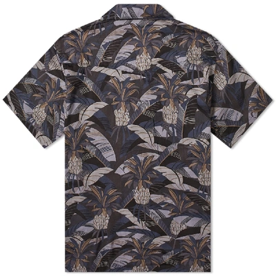 Shop Officine Generale Dario Short Sleeve Tropical Print Shirt In Blue