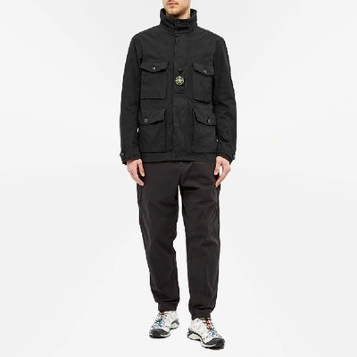 Stone Island Navy Cotton-blend Cordura Jacket In Black | ModeSens