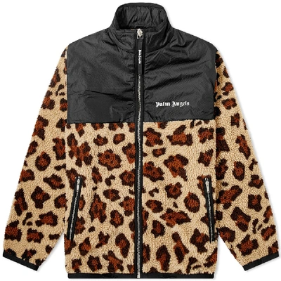 Shop Palm Angels Animal Sherpa Fleece Jacket In Brown