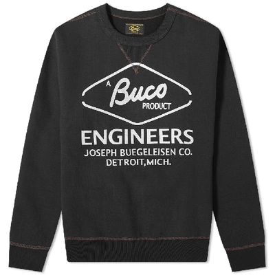 Shop The Real Mccoys The Real Mccoy's Buco Engineer Crew Sweat In Black