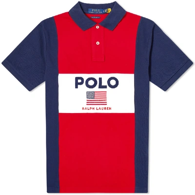 Shop Polo Ralph Lauren Flag Logo Polo In Red