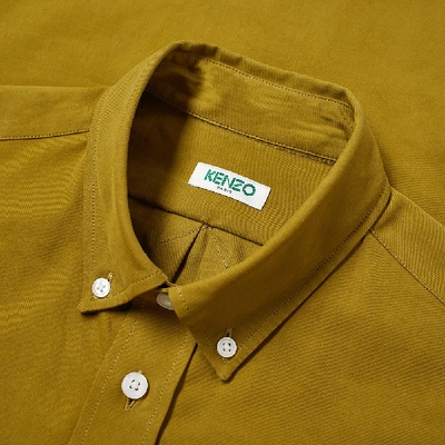 Shop Kenzo Button Down Tiger Twill Shirt In Green