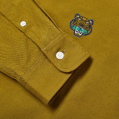 Shop Kenzo Button Down Tiger Twill Shirt In Green