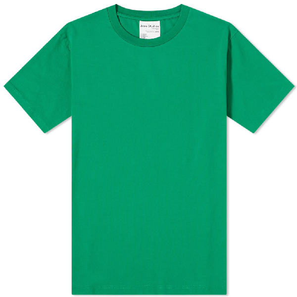 Acne Studios Everest Logo Label Cotton T Shirt In Green Modesens
