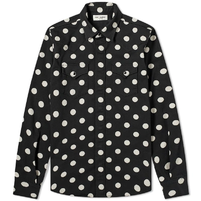 Shop Saint Laurent Slim Western Shirt In Black