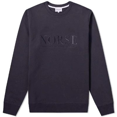 Shop Norse Projects Vagn Serif Logo Sweat In Blue