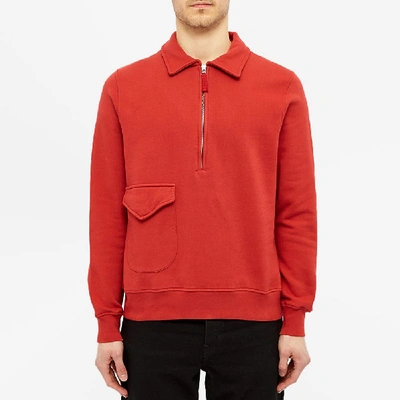 Shop Pop Trading Company Pop Trading Company Heavyweight Sports Half Zip In Red