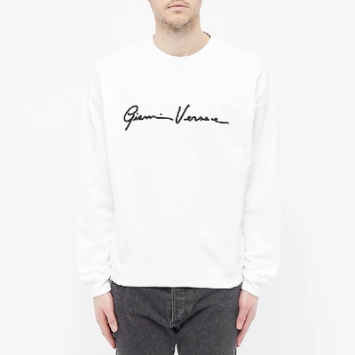 Shop Versace Gianni Signature Flocked Crew Sweat In White