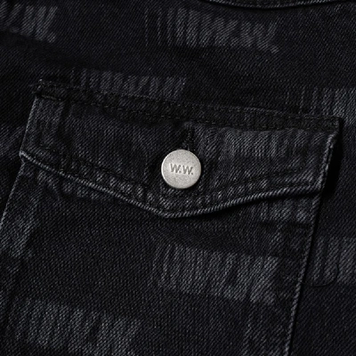 Shop Wood Wood Cam Logo Print Denim Jacket In Black