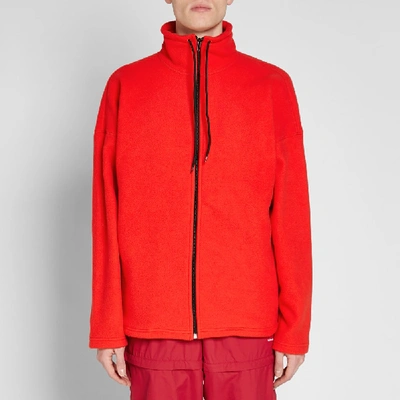 Shop Balenciaga Zip Rainbow Fleece Jacket In Red