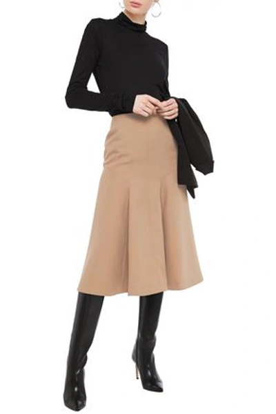 Shop Joseph Gaby Pleated Wool-blend Twill Midi Skirt In Sand