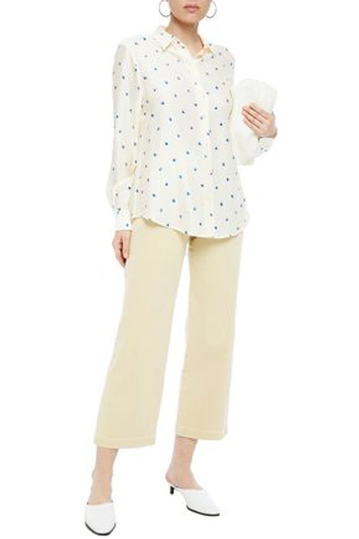 Shop Joseph New Garcon Printed Ribbed Silk Shirt In Off-white
