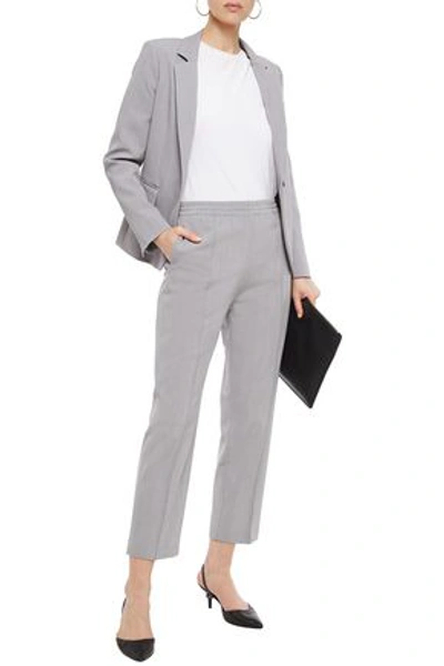 Shop Joseph Dalton Cropped Wool-blend Twill Tapered Pants In Stone