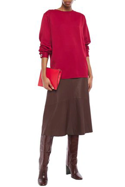 Shop Joseph Satin-crepe Blouse In Claret