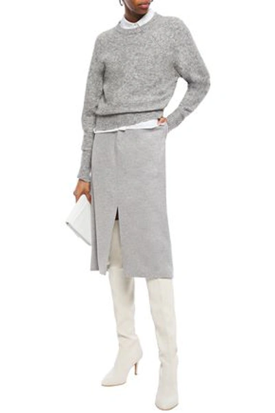 Shop Joseph Bren Herringbone Wool-blend Pencil Skirt In Stone