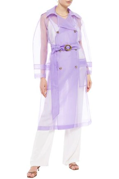 Shop Nanushka Tuscan Organza Trench Coat In Lavender